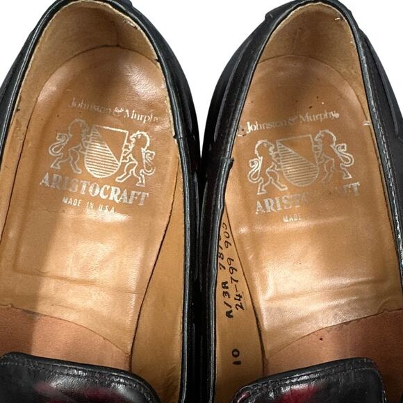 VTG Johnston & Murphey Aristocraft Shoes 10 Tassle Leather Loafer Oxblood Career main image 7